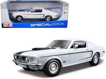 1968 Ford Mustang CJ Cobra Jet White 1/18 Diecast Model Car by Maisto