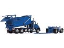 Kenworth T880 Quad-Axle Dump Truck and Rogue Transfer Tandem-Axle Dump Trailer Surf Blue Metallic 1/64 Diecast Model by DCP/First Gear
