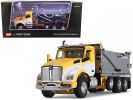 Kenworth T880 Day Cab with Rogue Transfer Dump Body Truck Yellow with White and Chrome 1/64 Diecast Model by DCP/First Gear