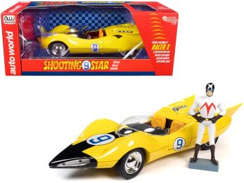 Shooting Star #9 Yellow and Racer X Figurine "Speed Racer" Anime Series 1/18 Diecast Model Car by Auto World