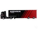 Mercedes-Benz Actros with Racing Transporter Red and Black "ADVAN" 1/64 Diecast Model Car by Mini GT